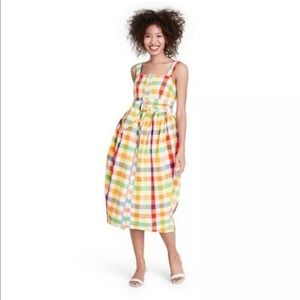 NWT Christopher John Rogers Rainbow Plaid Dress